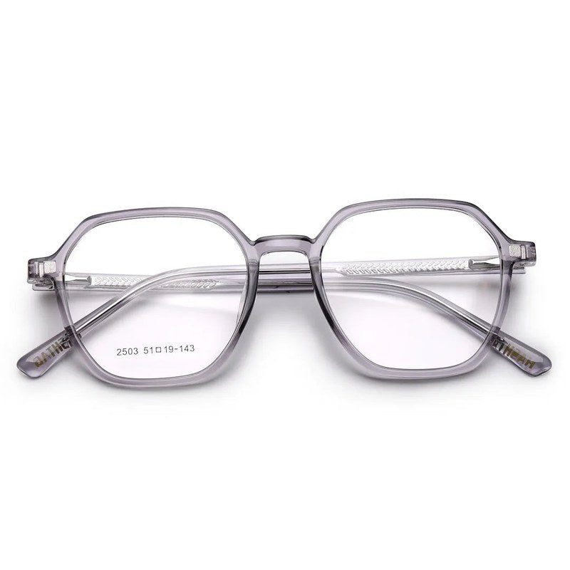 Nymora Grey Medium Full Rim Hexagonal Clip-on for Men — Hashtag Eyewears