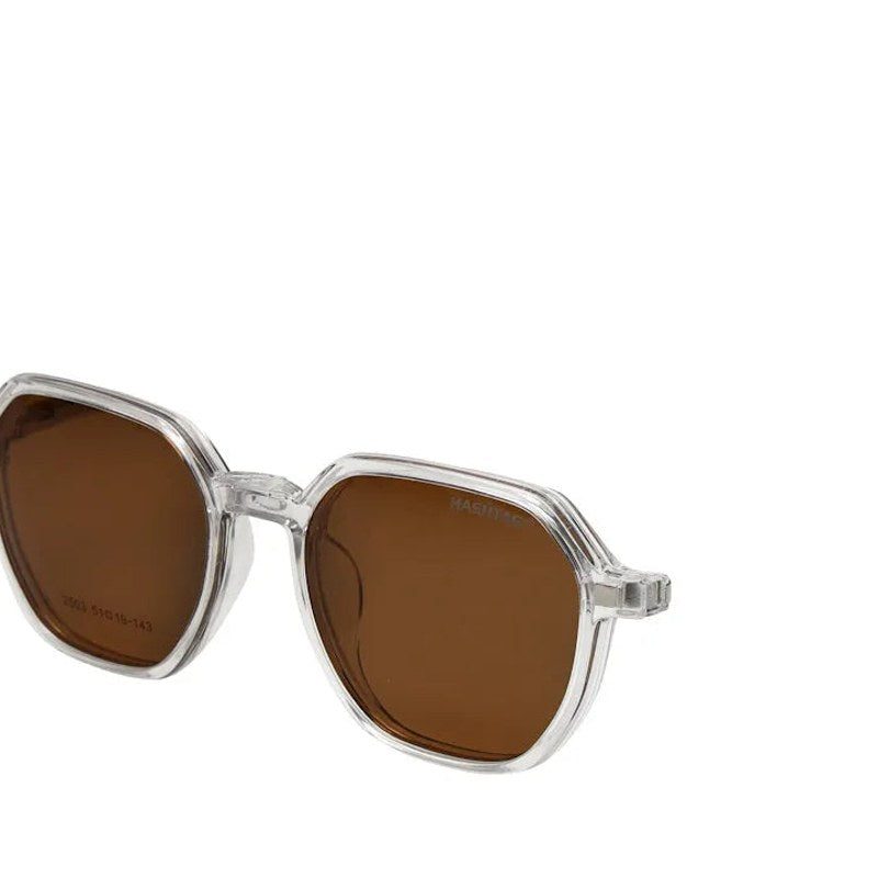 Nymora Transparent Medium Full Rim Hexagonal Clip-on for Men — Hashtag Eyewears