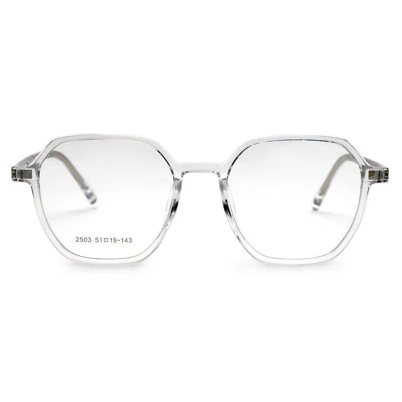Nymora Transparent Medium Full Rim Hexagonal Clip-on for Men — Hashtag Eyewears