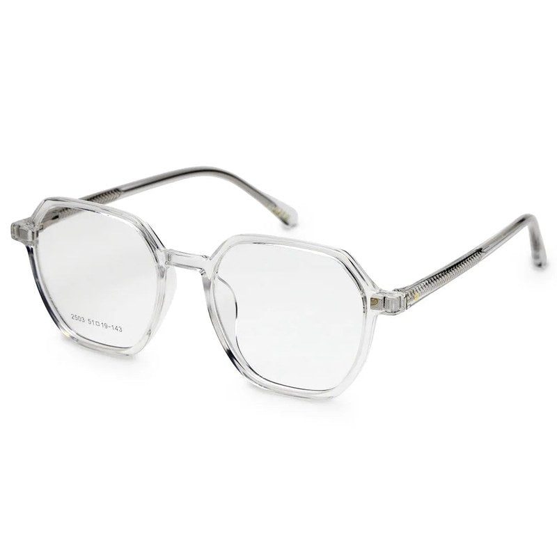 Nymora Transparent Medium Full Rim Hexagonal Clip-on for Men — Hashtag Eyewears