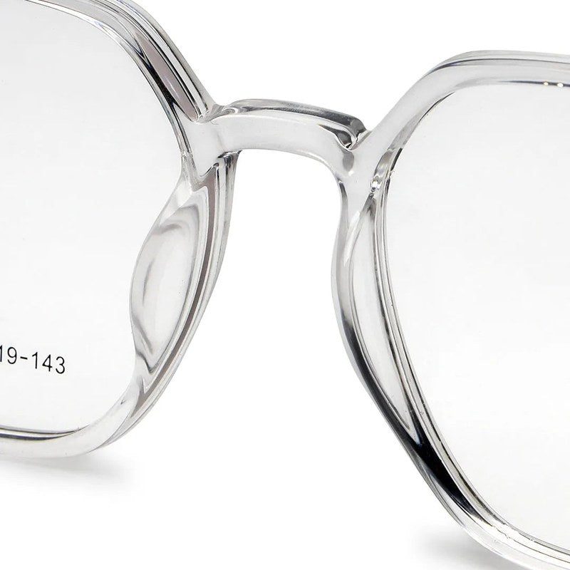 Nymora Transparent Medium Full Rim Hexagonal Clip-on for Men — Hashtag Eyewears