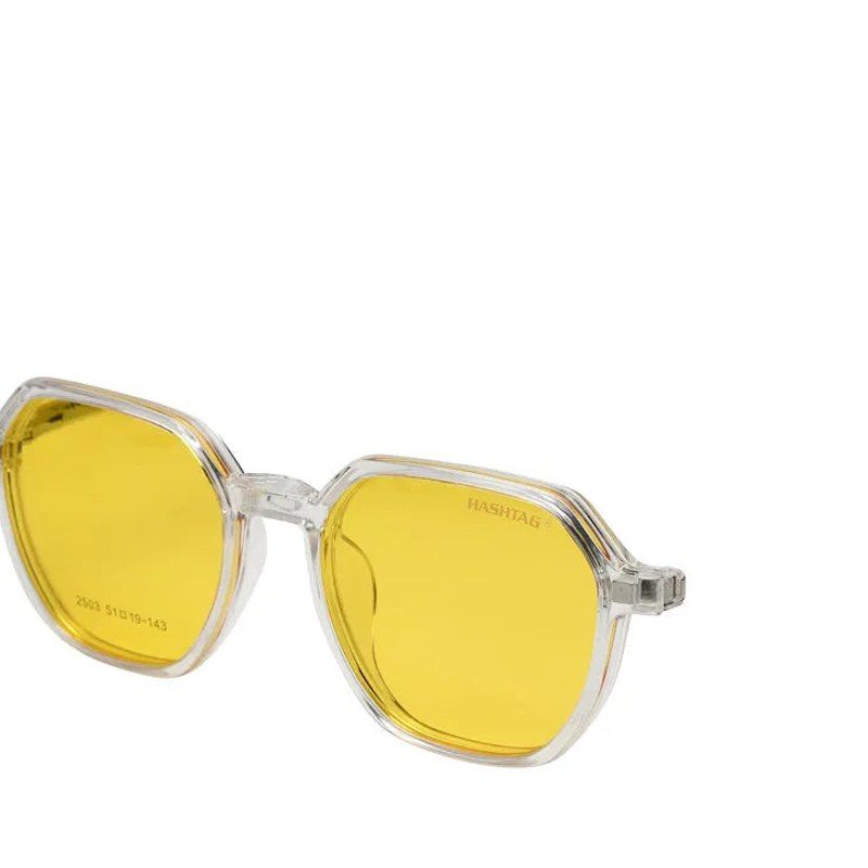 Nymora Transparent Medium Full Rim Hexagonal Clip-on for Men — Hashtag Eyewears