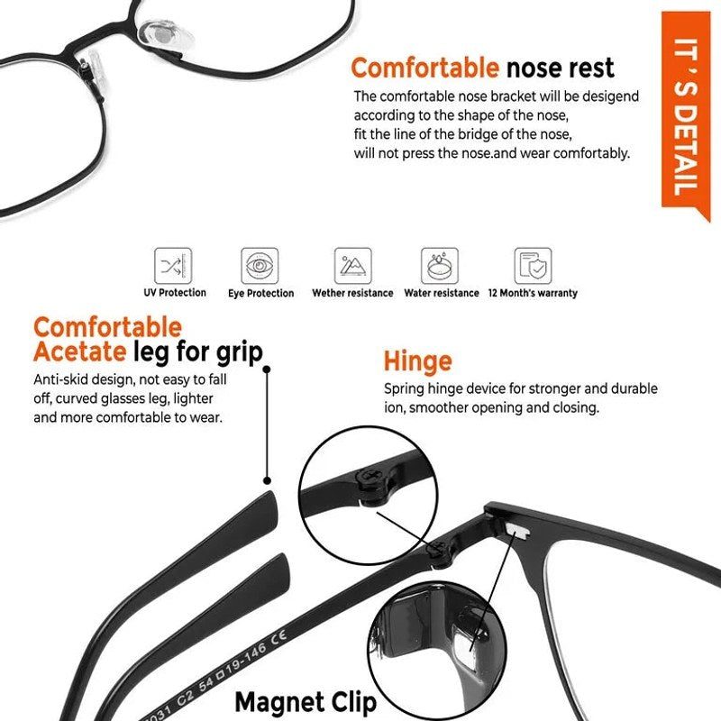 Obscura Black Large Full Rim Square Clip-on for Men & Women — Hashtag Eyewears