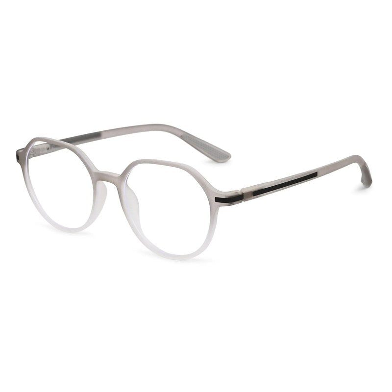 Optibul Transparent Light Grey & White Medium Full Rim Square Computer Glasses for Men & Women — Hashtag Eyewears