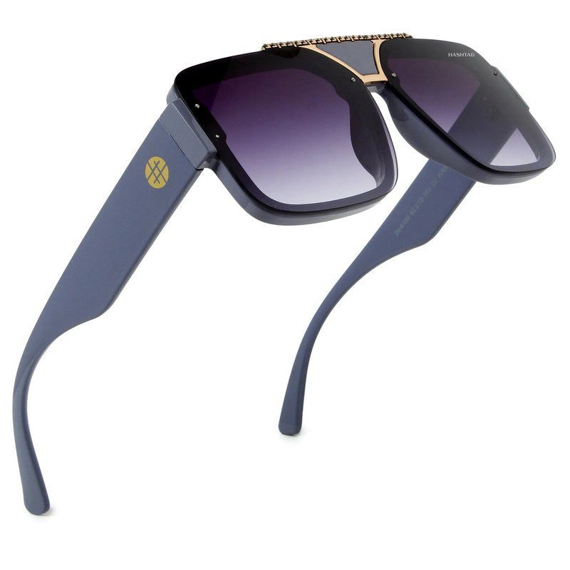 Orbis Gradient Blue Large Full Rim Square Sunglasses for Men — Hashtag Eyewears