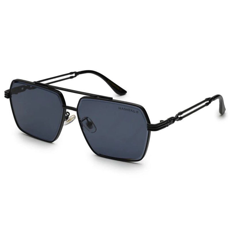 Orbital Black Medium Full Rim Rectangle Sunglasses for Men & Women — Hashtag Eyewears