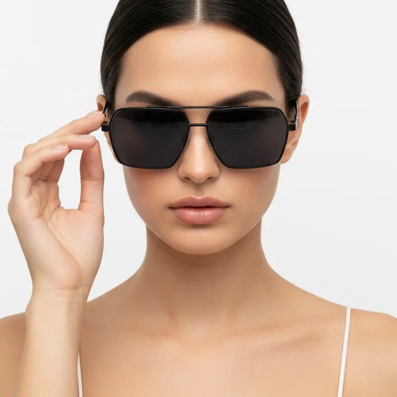 Orbital Black Medium Full Rim Rectangle Sunglasses for Men & Women — Hashtag Eyewears