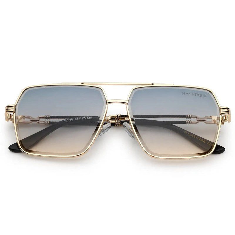 Orbital Golden Black Medium Full Rim Rectangle Sunglasses for Men & Women — Hashtag Eyewears