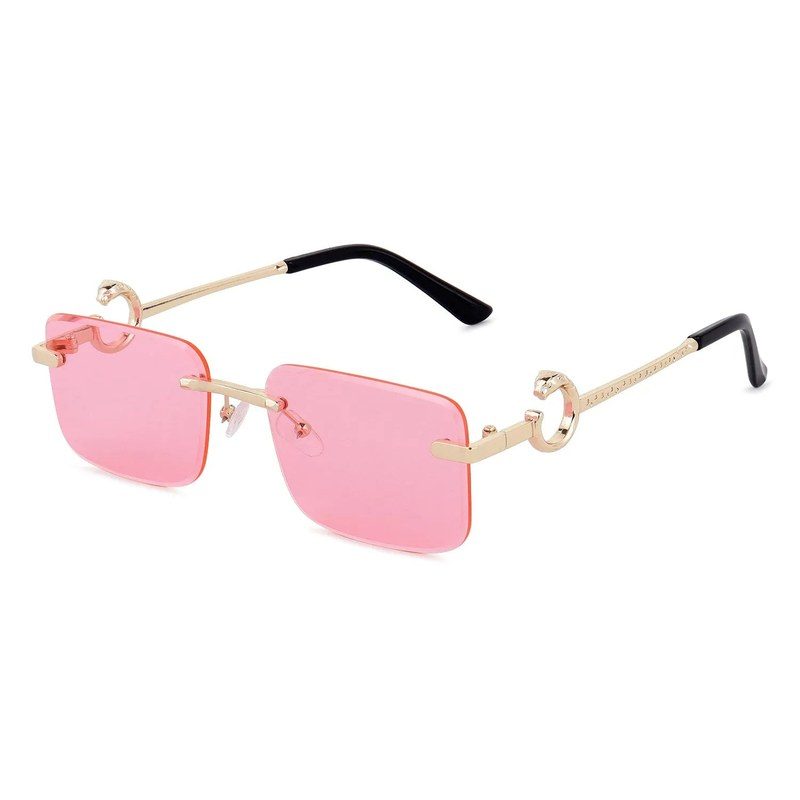 Phantoria Pink Small Rim Less Rectangle Sunglasses for Men & Women — Hashtag Eyewears