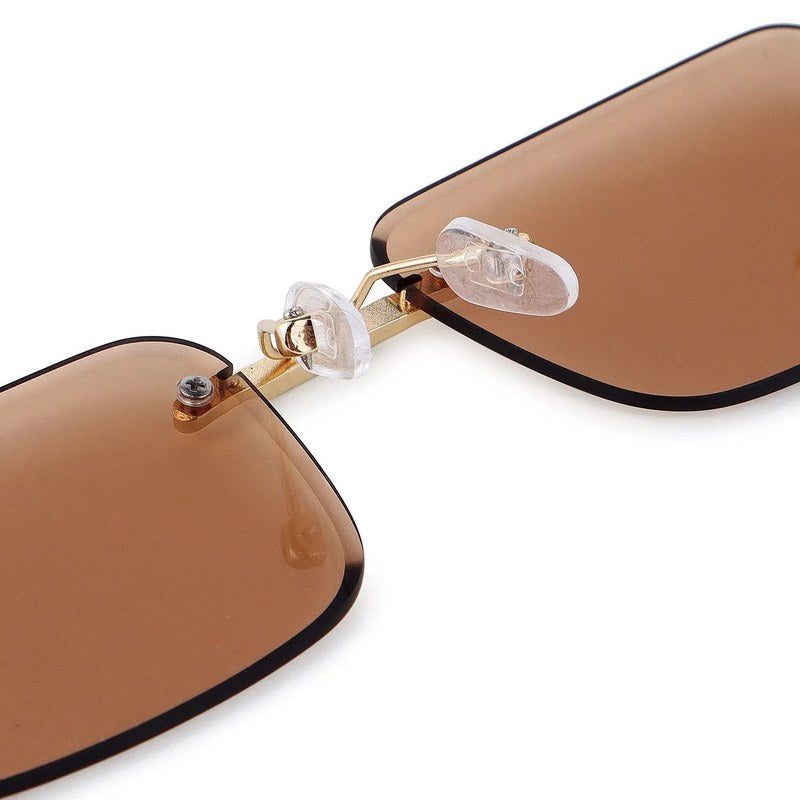 Phantoria Yellow Small Rim Less Rectangle Sunglasses for Men & Women — Hashtag Eyewears