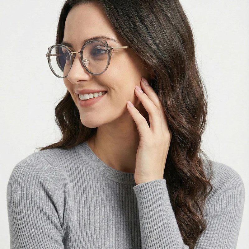 Photogrey Grey & Golden Medium Full Rim Round Sunglasses for Men & Women — Hashtag Eyewears