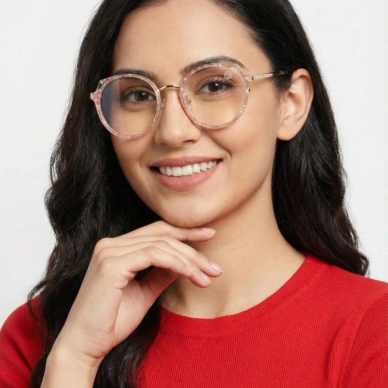 Photogrey Texture Pink & Golden Medium Full Rim Round Sunglasses for Men & Women — Hashtag Eyewears