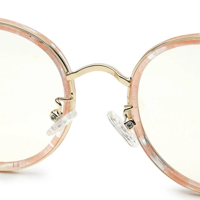 Photogrey Texture Pink & Golden Medium Full Rim Round Sunglasses for Men & Women — Hashtag Eyewears
