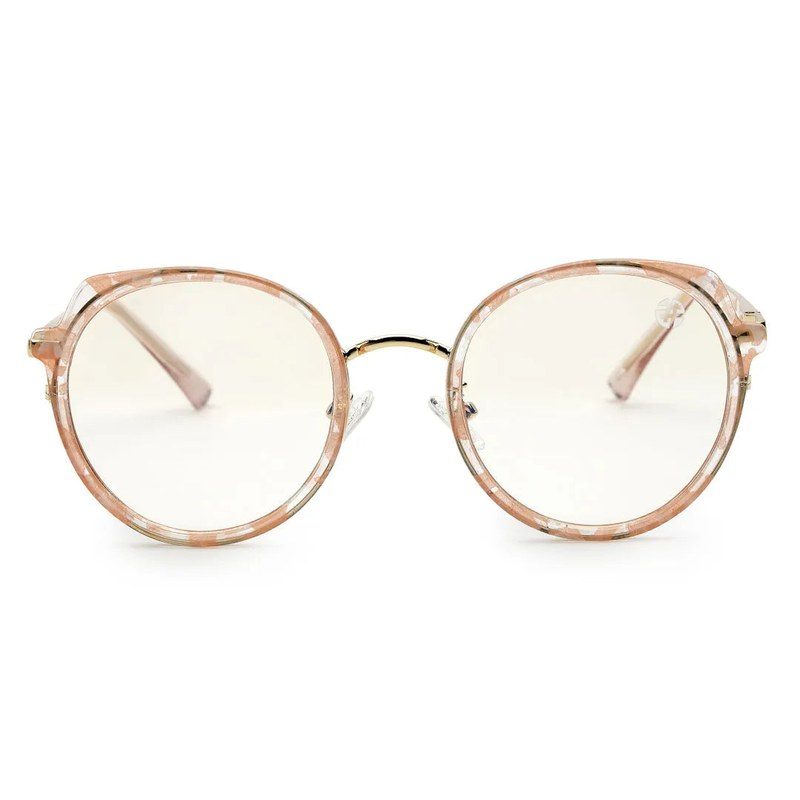 Photogrey Texture Pink & Golden Medium Full Rim Round Sunglasses for Men & Women — Hashtag Eyewears