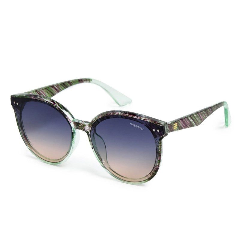 Pinnacle Black Green Texture Medium Full Rim Round Sunglasses for Men & Women — Hashtag Eyewears