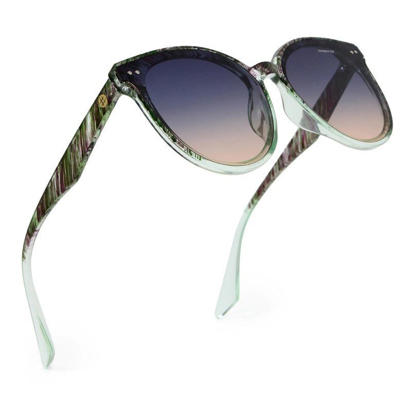 Pinnacle Black Green Texture Medium Full Rim Round Sunglasses for Men & Women — Hashtag Eyewears