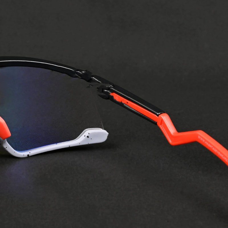 Pulse Black-Grey Texture Large Half Rim Shield Sports Sunglasses for Men & Women — Hashtag Eyewears