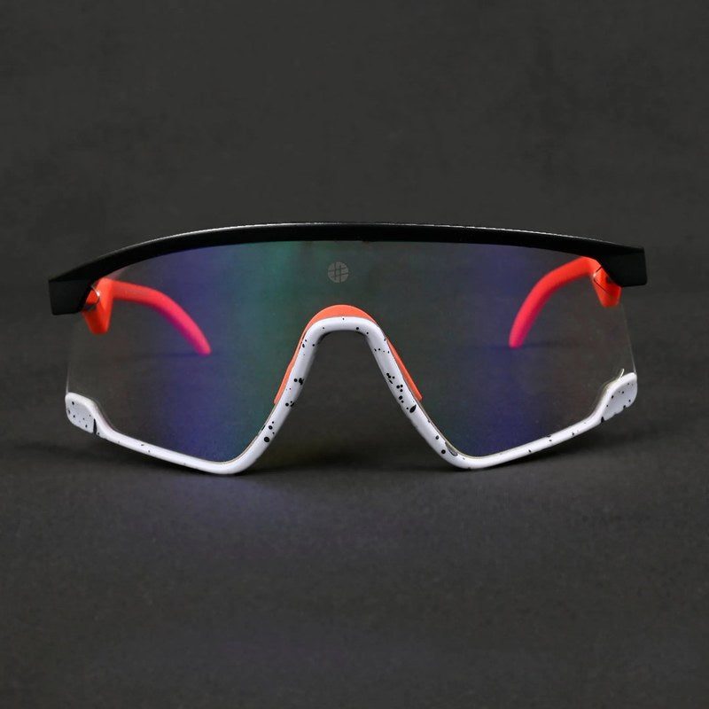Pulse Black-Grey Texture Large Half Rim Shield Sports Sunglasses for Men & Women — Hashtag Eyewears