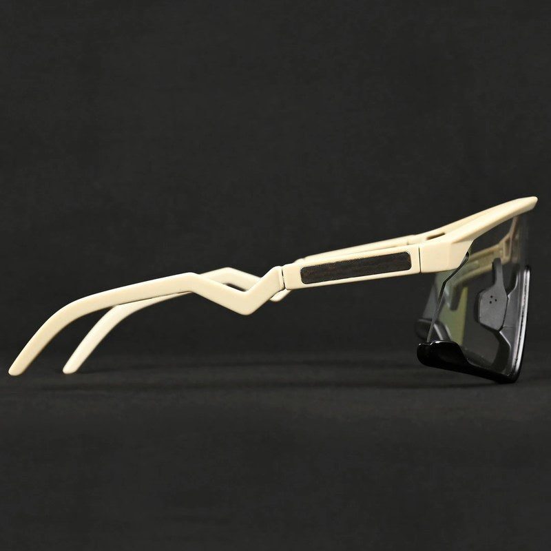 Pulse Cream & Black Large Half Rim Shield Sports Sunglasses for Men & Women — Hashtag Eyewears
