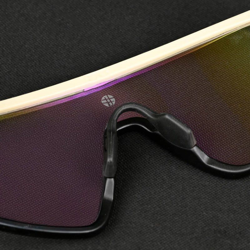 Pulse Cream & Black Large Half Rim Shield Sports Sunglasses for Men & Women — Hashtag Eyewears