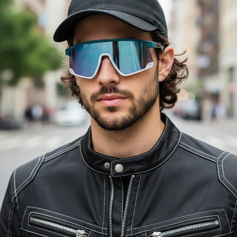 Pulse Mate Green & Grey Large Half Rim Shield Sports Sunglasses for Men & Women — Hashtag Eyewears