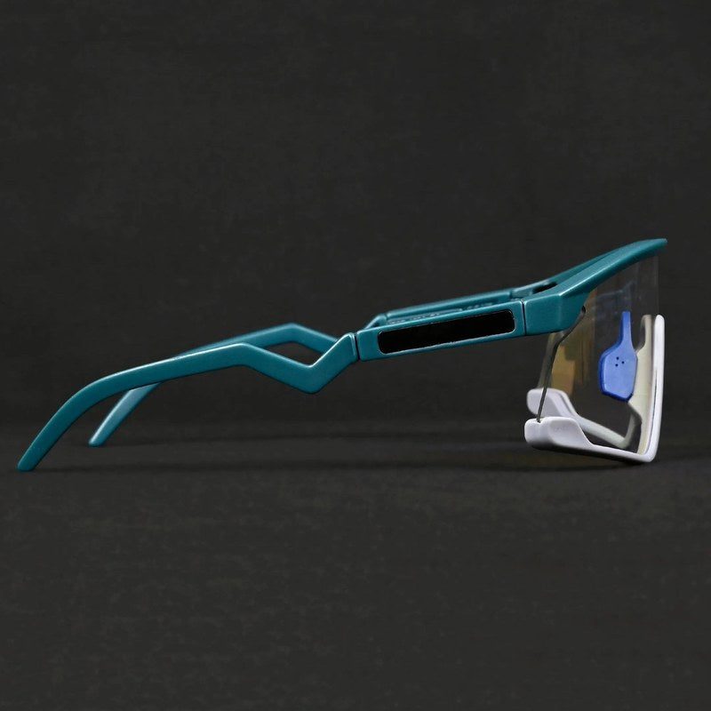 Pulse Mate Green & Grey Large Half Rim Shield Sports Sunglasses for Men & Women — Hashtag Eyewears