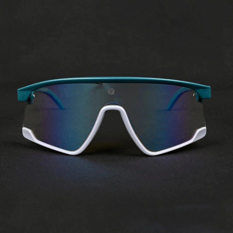 Pulse Mate Green & Grey Large Half Rim Shield Sports Sunglasses for Men & Women — Hashtag Eyewears