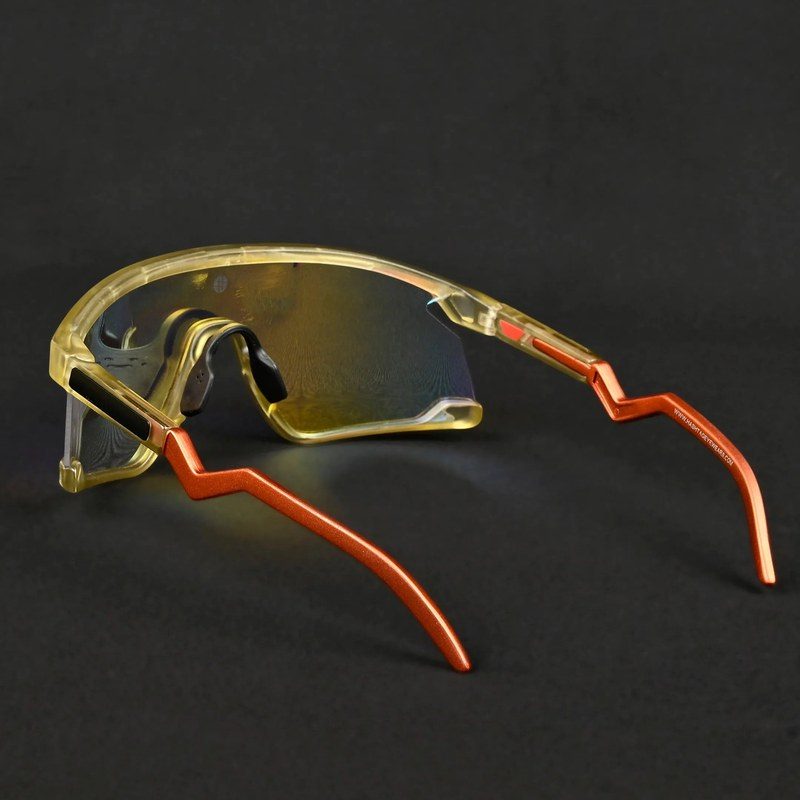 Pulse Transparent Green Large Half Rim Shield Sports Sunglasses for Men & Women — Hashtag Eyewears