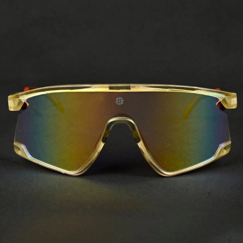 Pulse Transparent Green Large Half Rim Shield Sports Sunglasses for Men & Women — Hashtag Eyewears