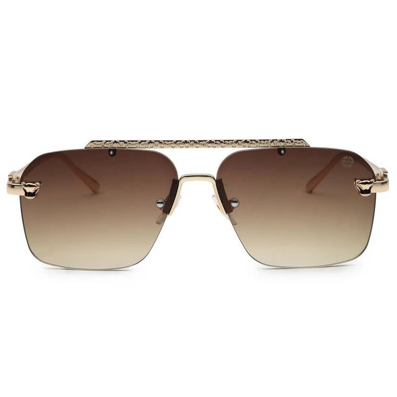 Pyre Gradient Brown Medium Rim Less Square Sunglasses for Men — Hashtag Eyewears