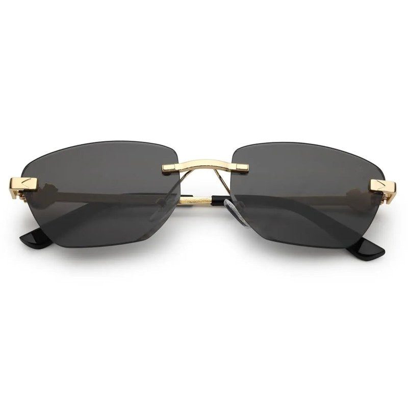 Pyrion Black Medium Rim Less Rectangle Sunglasses for Men — Hashtag Eyewears