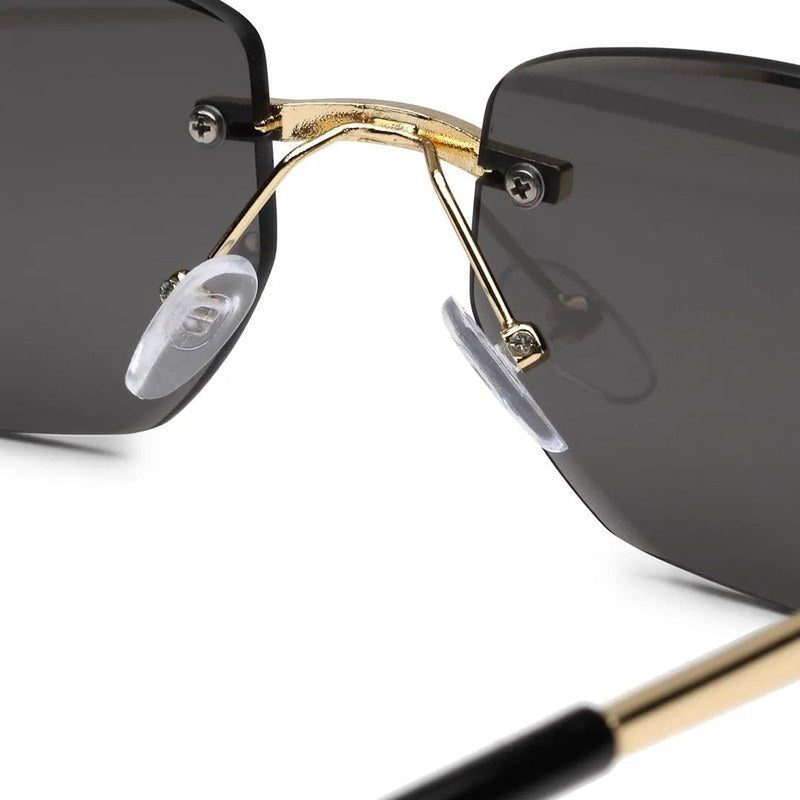 Pyrion Black Medium Rim Less Rectangle Sunglasses for Men — Hashtag Eyewears