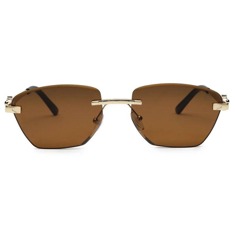 Pyrion Brown Medium Rim Less Rectangle Sunglasses for Men — Hashtag Eyewears