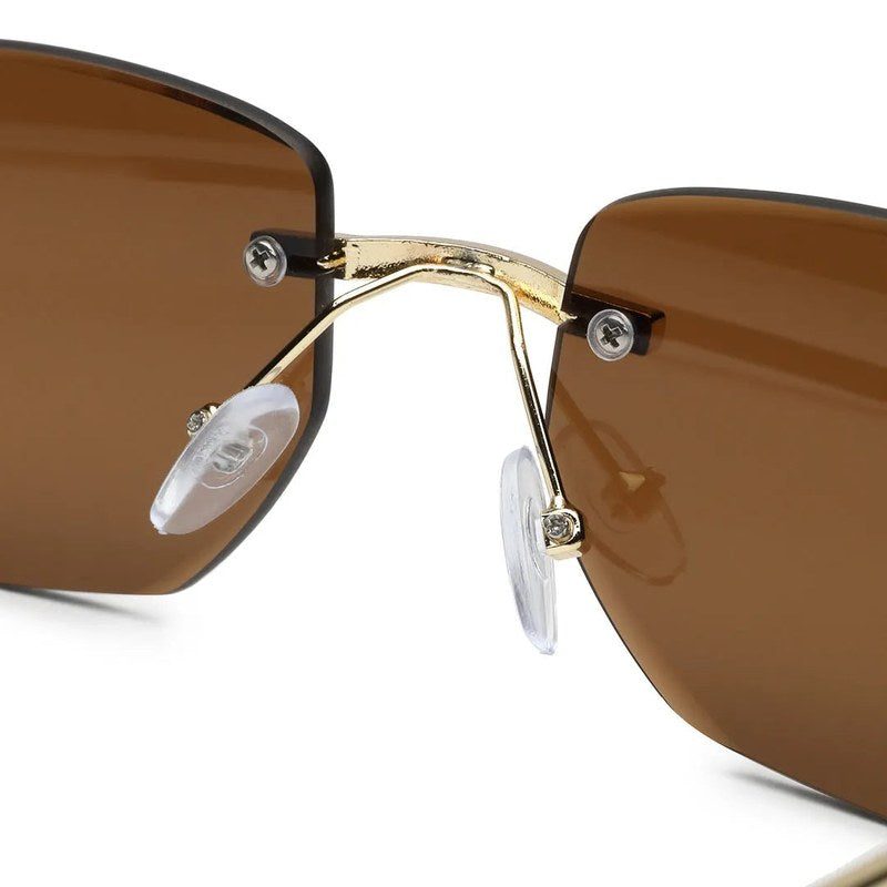 Pyrion Brown Medium Rim Less Rectangle Sunglasses for Men — Hashtag Eyewears