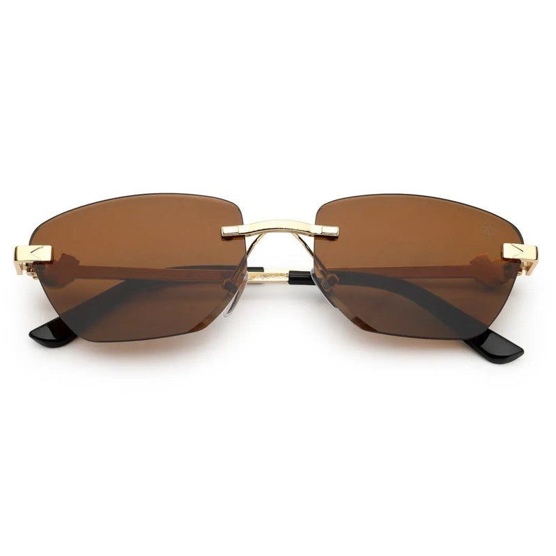 Pyrion Brown Medium Rim Less Rectangle Sunglasses for Men — Hashtag Eyewears
