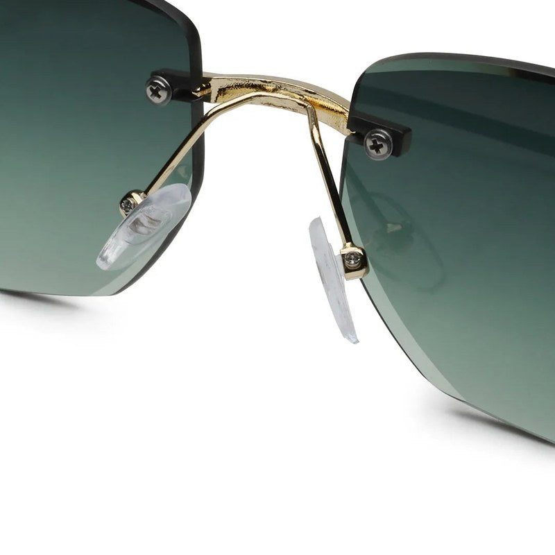 Pyrion Green Medium Rim Less Rectangle Sunglasses for Men — Hashtag Eyewears