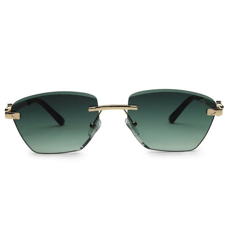 Pyrion Green Medium Rim Less Rectangle Sunglasses for Men — Hashtag Eyewears