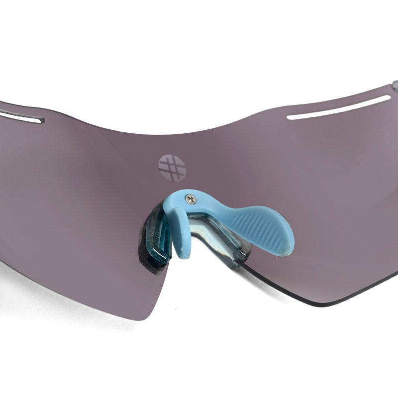 Quad Transparent Sky Blue Medium Rim Less Shield Sports Sunglasses for Men & Women — Hashtag Eyewears