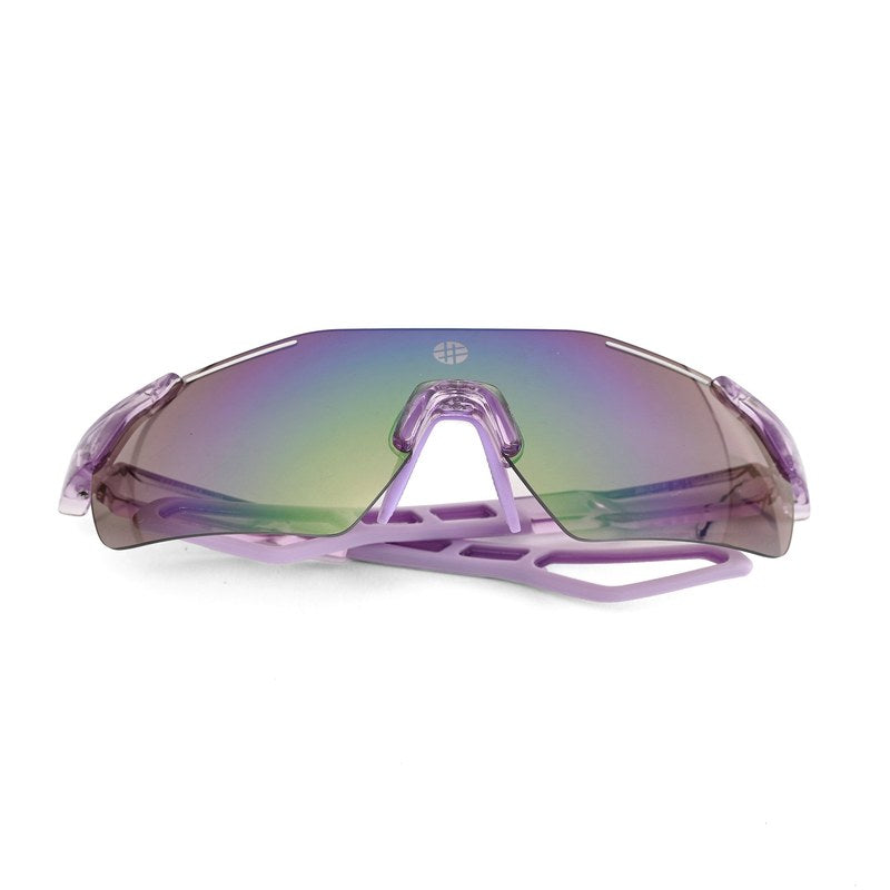 Quad Transparent Violet Medium Rim Less Shield Sports Sunglasses for Men & Women — Hashtag Eyewears