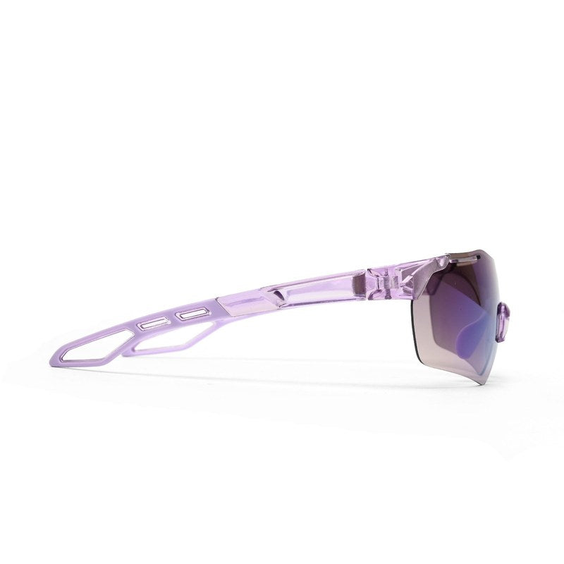 Quad Transparent Violet Medium Rim Less Shield Sports Sunglasses for Men & Women — Hashtag Eyewears