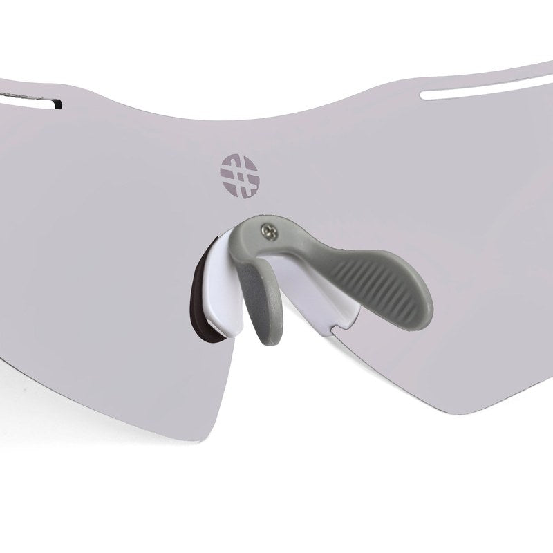 Quad White Medium Rim Less Shield Sports Sunglasses for Men & Women — Hashtag Eyewears