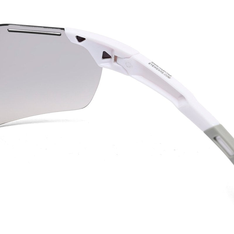 Quad White Medium Rim Less Shield Sports Sunglasses for Men & Women — Hashtag Eyewears
