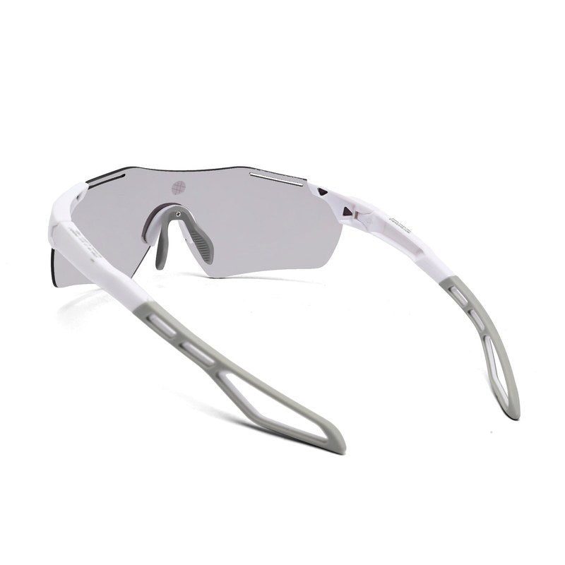 Quad White Medium Rim Less Shield Sports Sunglasses for Men & Women — Hashtag Eyewears