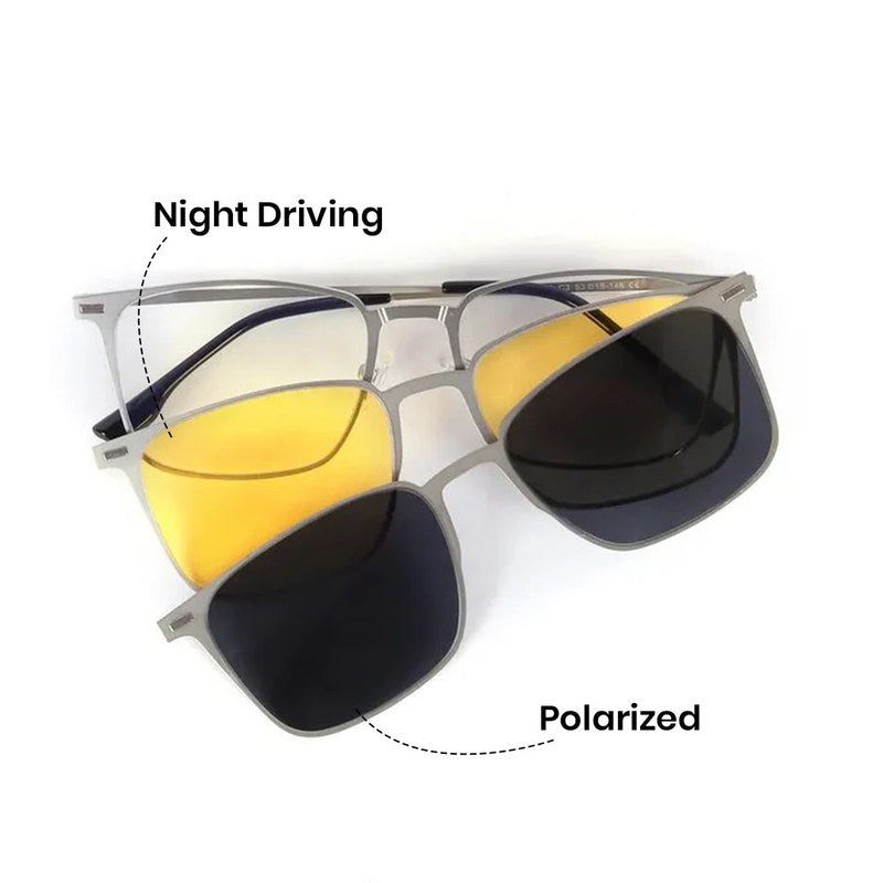Quarion Silver Medium Full Rim Rectangle Clip-on for Men & Women — Hashtag Eyewears