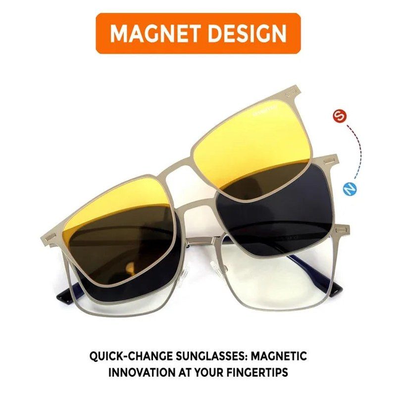 Quarion Silver Medium Full Rim Rectangle Clip-on for Men & Women — Hashtag Eyewears