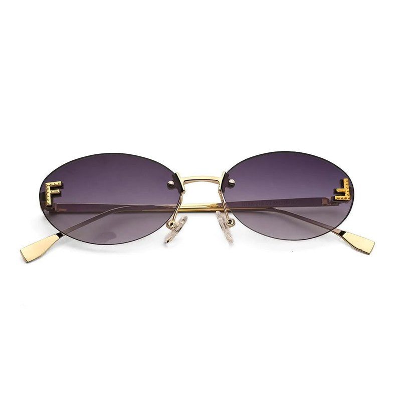 Quasar Gradient Black Small Rim Less Oval Sunglasses for Women — Hashtag Eyewears