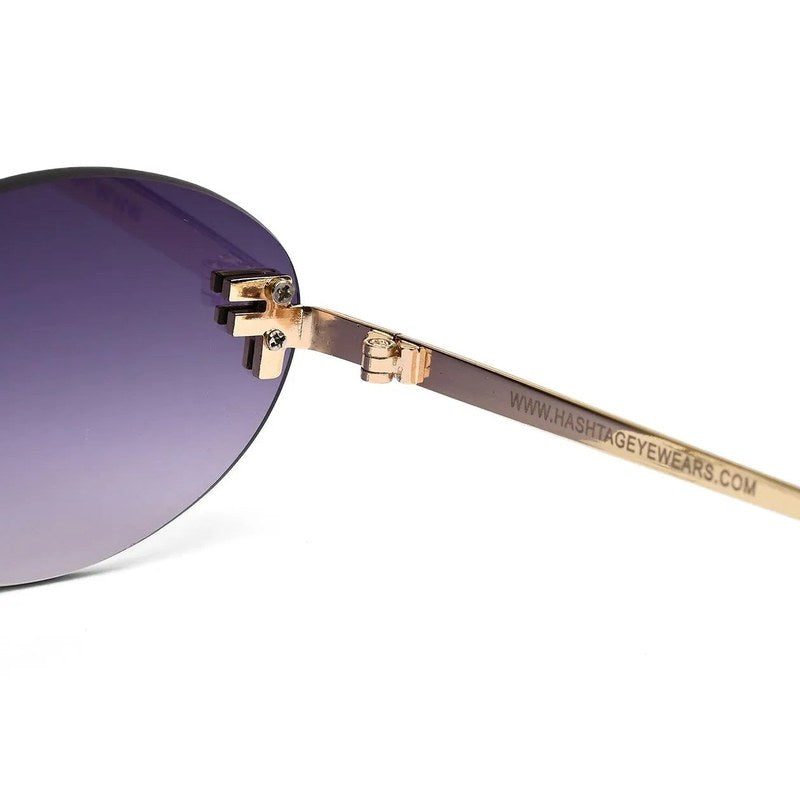Quasar Gradient Black Small Rim Less Oval Sunglasses for Women — Hashtag Eyewears