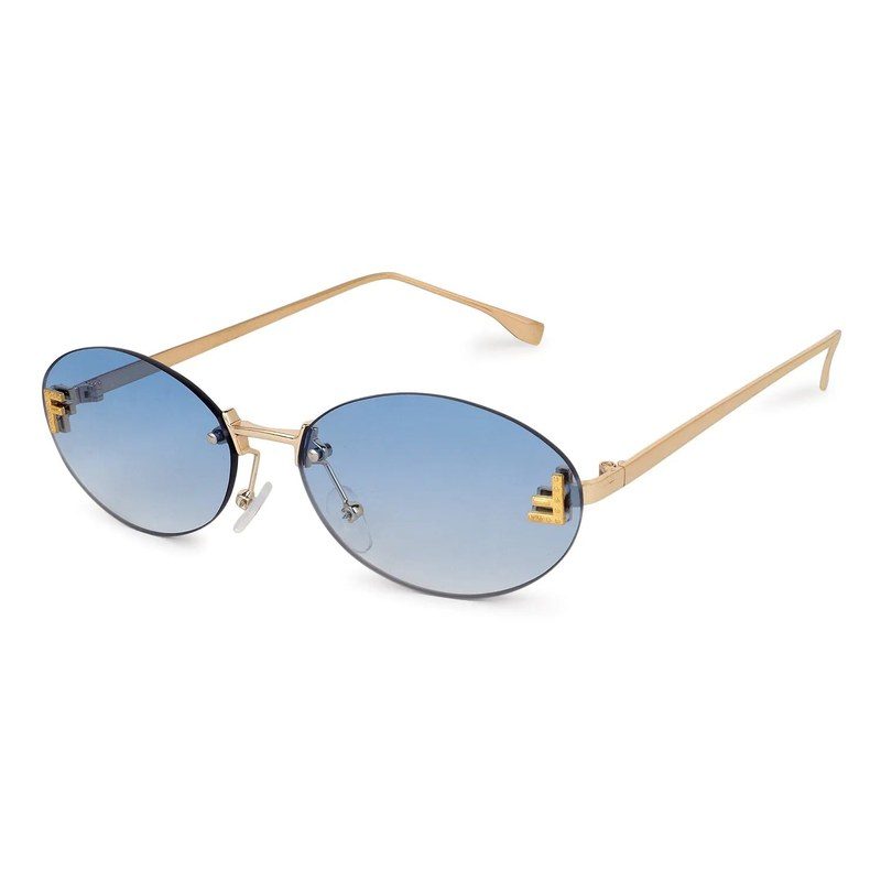 Quasar Gradient Blue Small Rim Less Oval Sunglasses for Women — Hashtag Eyewears