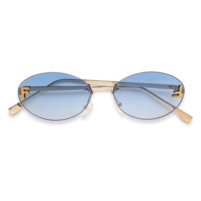 Quasar Gradient Blue Small Rim Less Oval Sunglasses for Women — Hashtag Eyewears