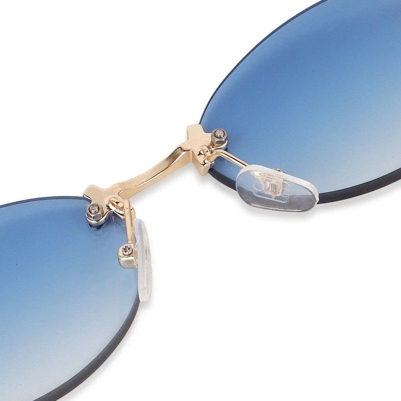 Quasar Gradient Blue Small Rim Less Oval Sunglasses for Women — Hashtag Eyewears